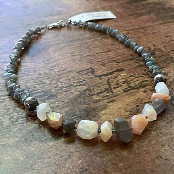 Peyote Bird Necklace Sterling Silver Moonstone Labradorite Agate Beaded 15" Boho - Picture 12 of 16